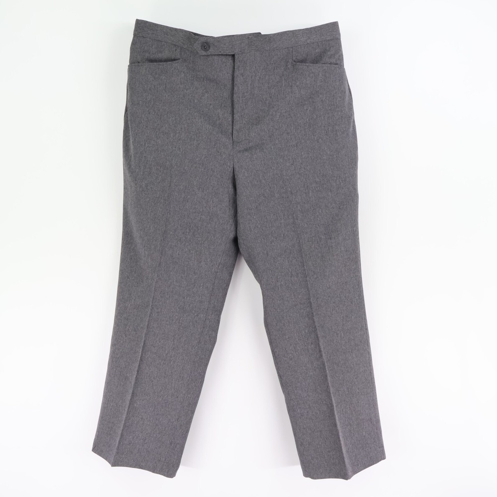 Botany 500 Dress Pants Flat Front Size 38x27-28 Gray Heathered Polyester‎